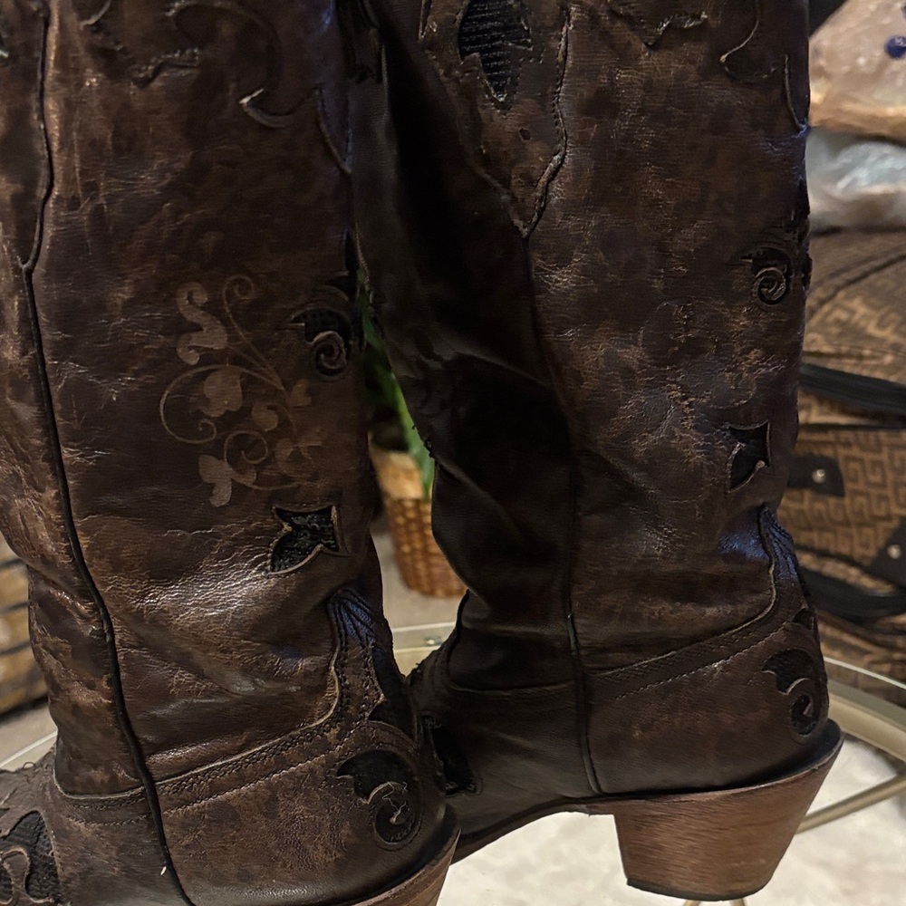 Embroidered Leather Heeled Boots - Picture 10 of 10